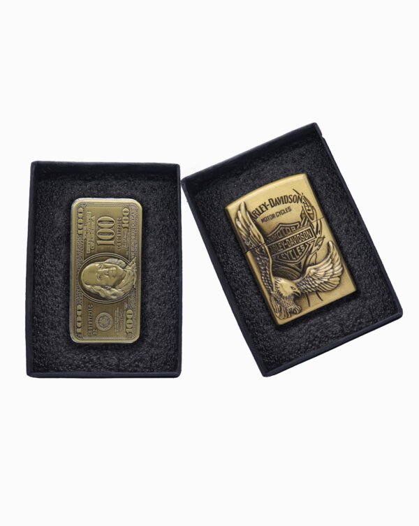 ( Pack Of 2 ) 100 Doller Lighter + Harley Davidson (Gold)