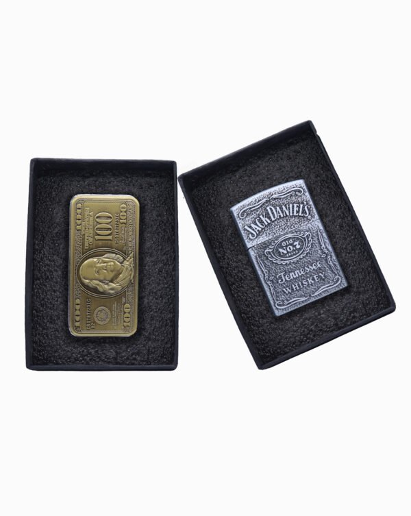 ( Pack Of 2 ) 100 Doller Lighter + Jack Danial’s (Silver)