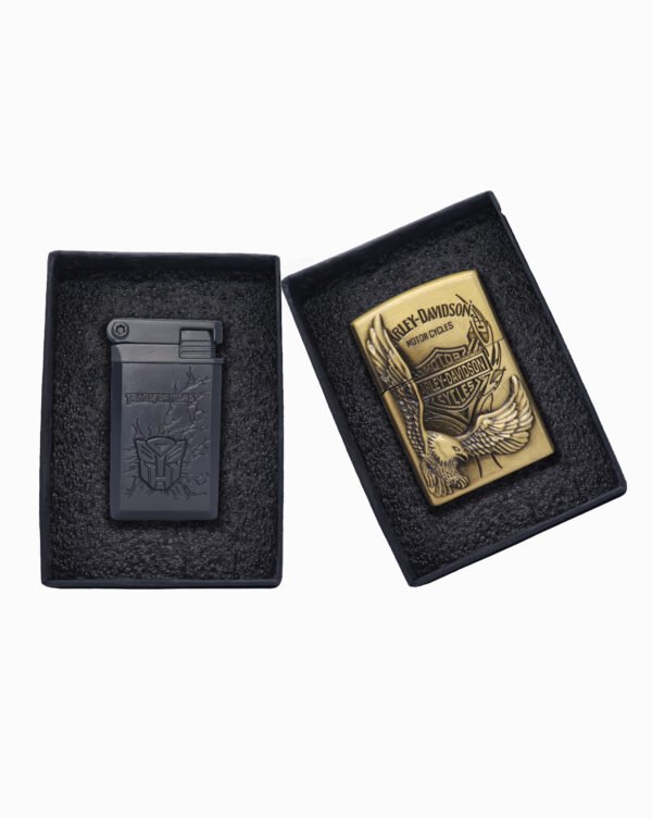 ( Pack Of 2 ) Transformer Lighter ( Grey ) + Harley Davidson Lighter (Gold)